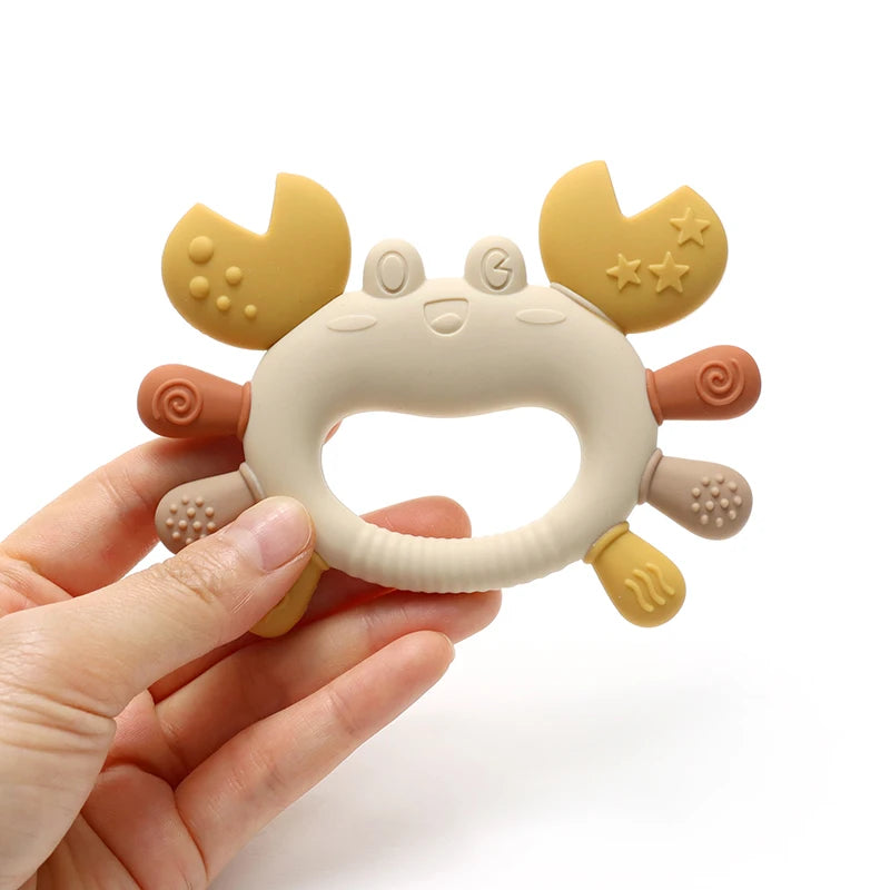 Anneau de dentition en silicone doux – Crabe Beige